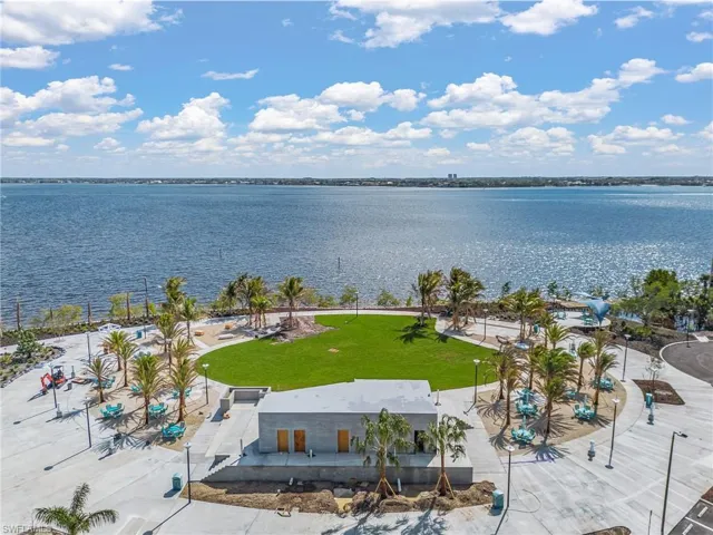 Aerial view of a large body of water