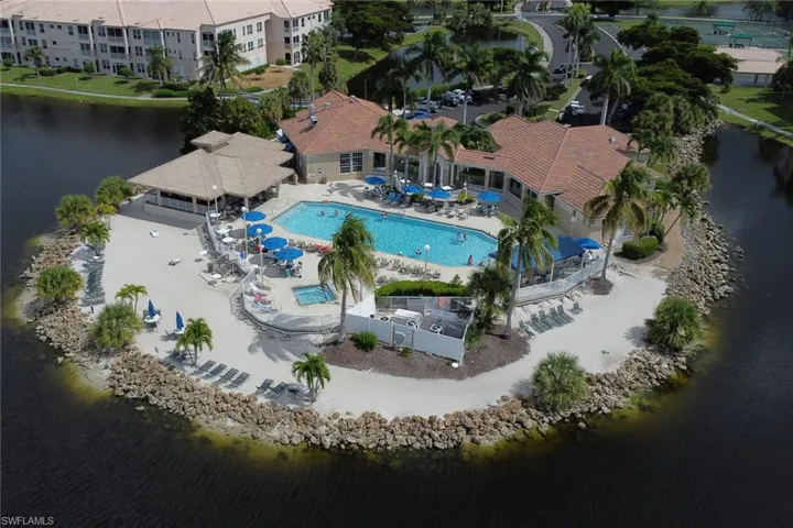 Drone / aerial view of a nearby body of water