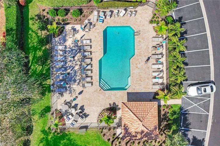 Aerial view of a pool