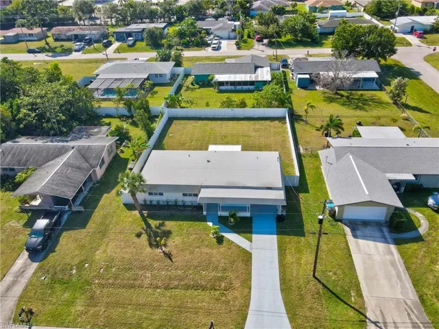 Aerial perspective of suburban area