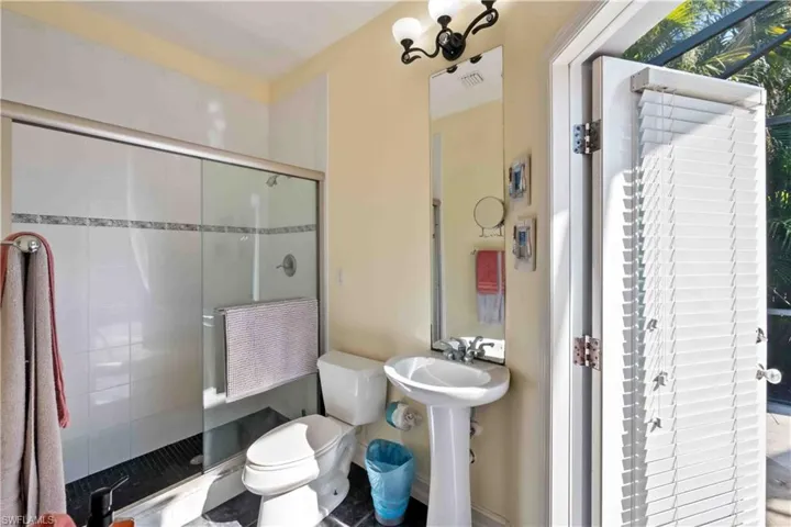 Bathroom in Cabana with access to courtyard and Spa area