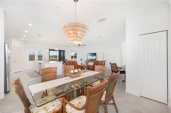Dining room with recessed lighting