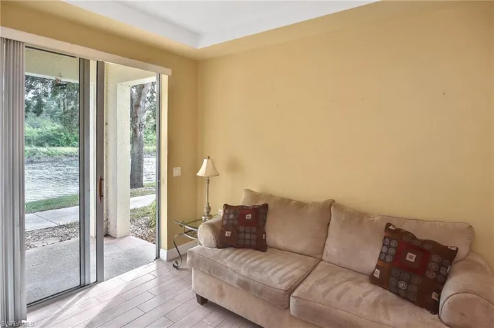 Living room with light wood-type flooring