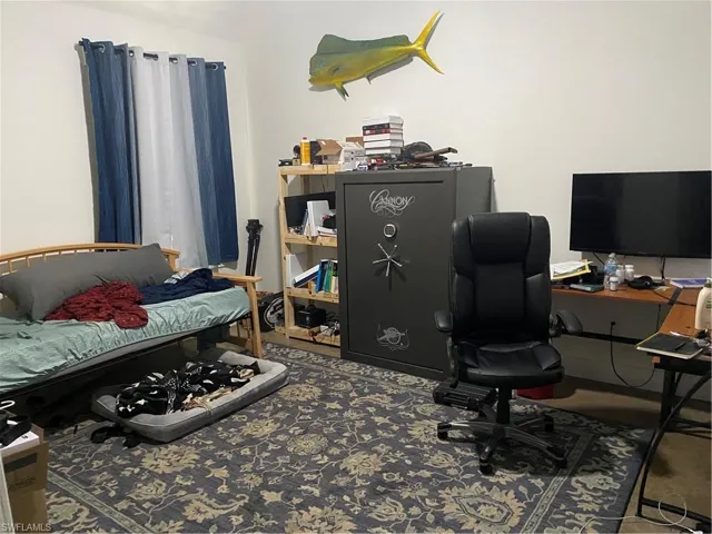 Office space with carpet flooring