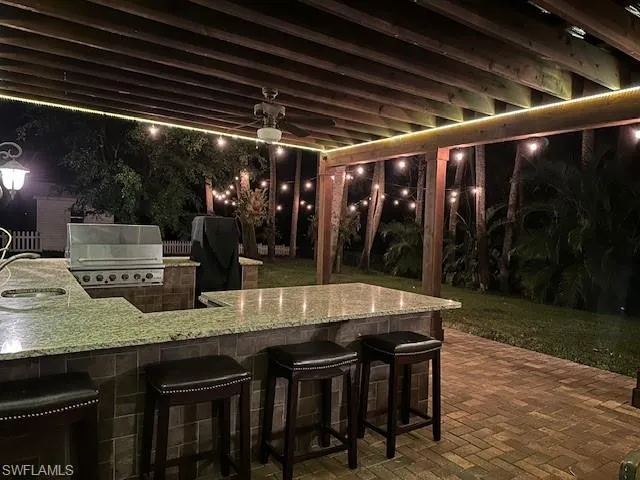 Night view outdoor kitchen