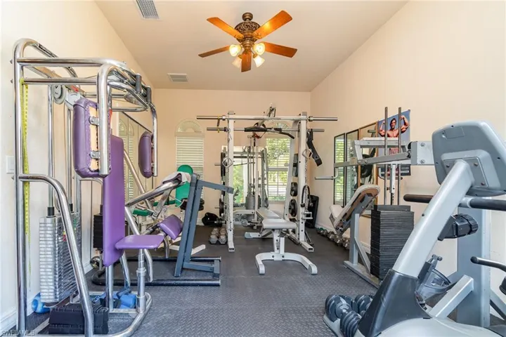 Large  Workout area  off of Primary bedroom.  Equipment negotiable