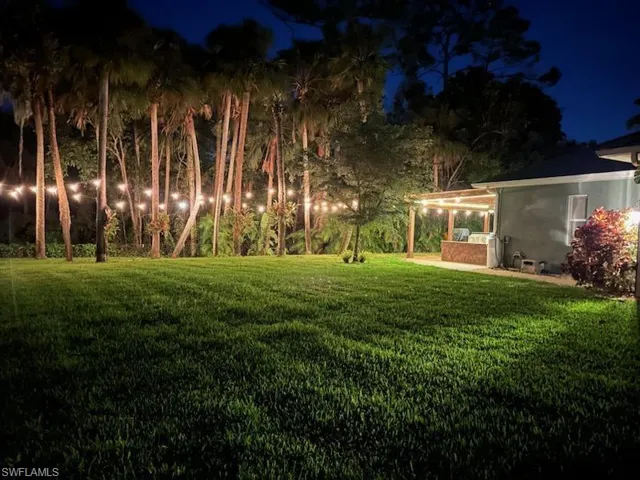 View of yard at twilight