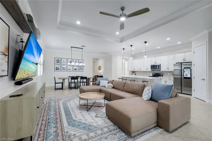 Open Living, Dining, Kitchen