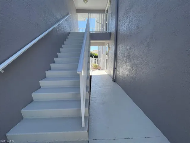 View of stairway to the only unit upstairs.
