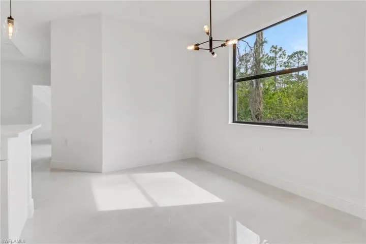 Dining room with a chandelier