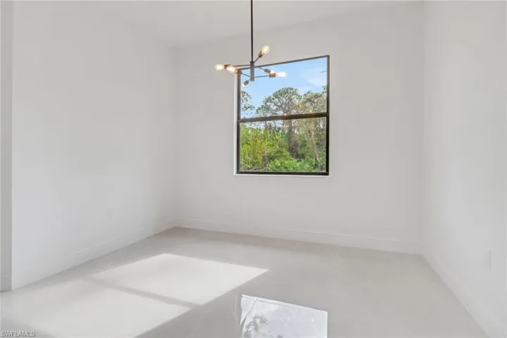 Dining room with a chandelier