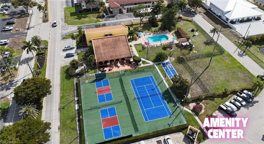 Aerial view of a pool area