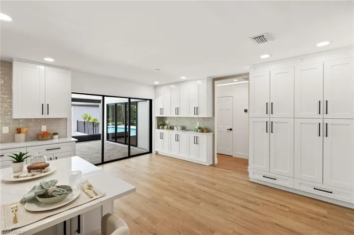 The New Kitchen features Free Standing Pantries and Extended Cabinets