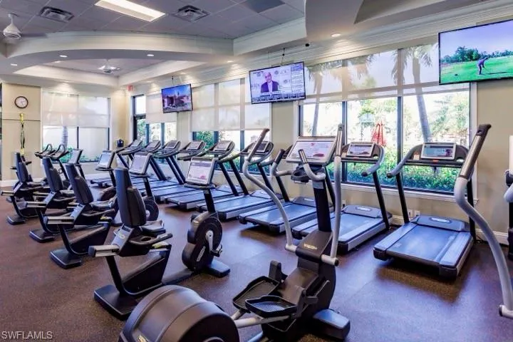 Gym featuring ornamental molding