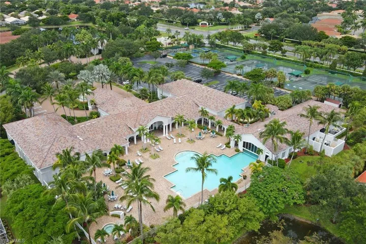 Drone / aerial view of a pool
