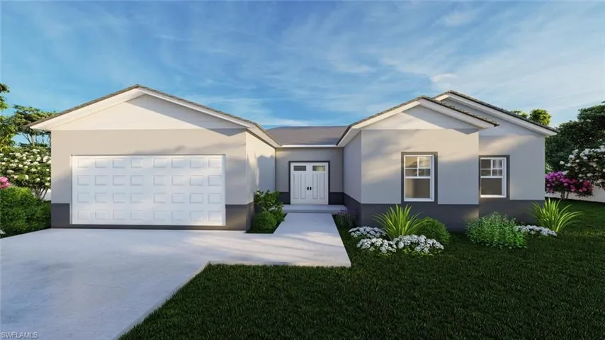 Single story home with a garage