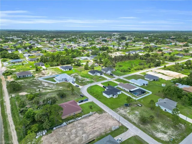 Aerial perspective of suburban area
