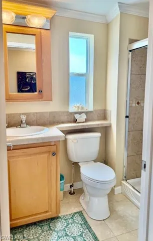 Guest bath has walk-in shower