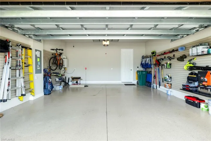 Garage with built-in storage.