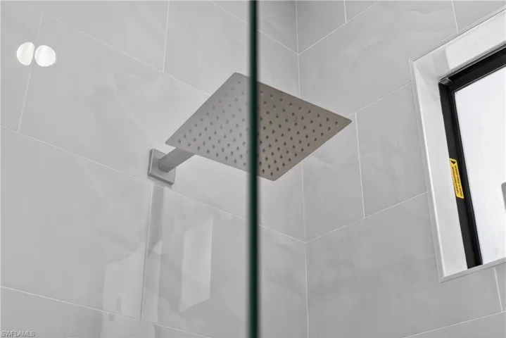 Bathroom view of tiled shower