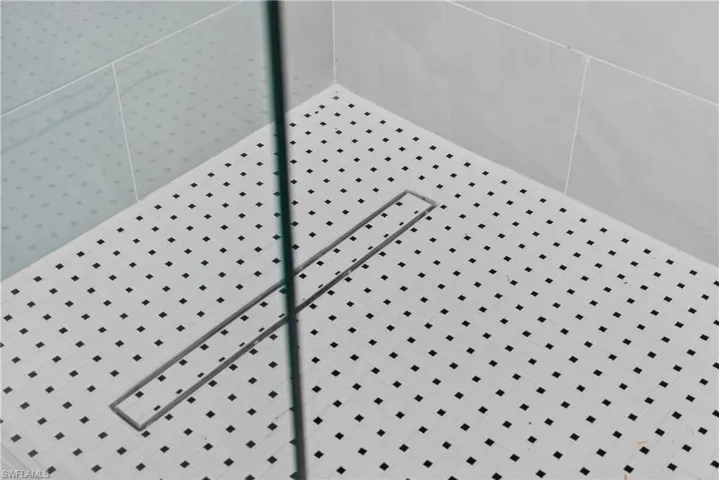 Bathroom view of tiled shower