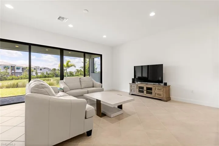 View of tiled living room