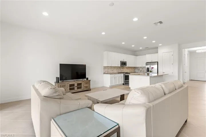 View of tiled living room