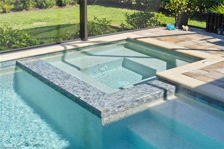 View of pool featuring an in ground spa