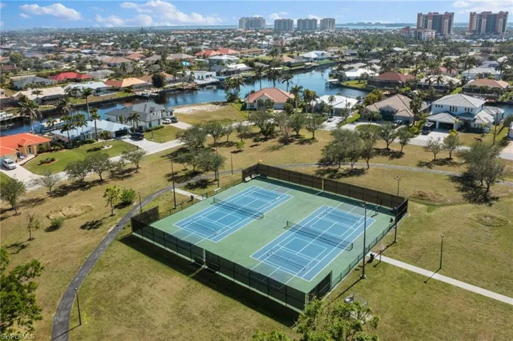 Aerial view of neighborhood and Camelot Park