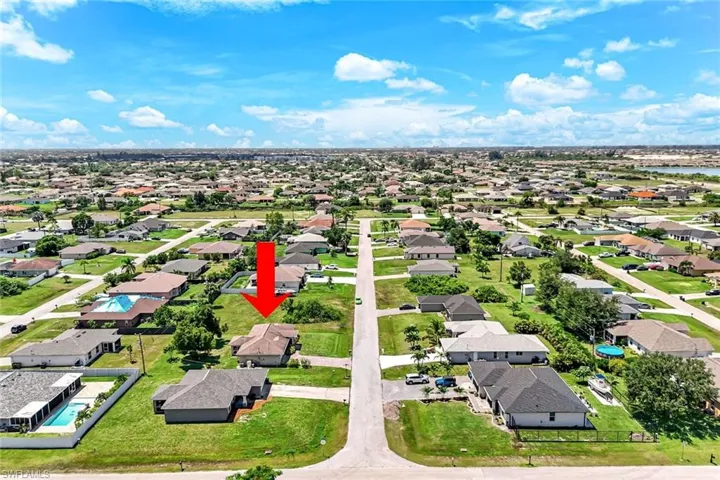Aerial perspective of suburban area