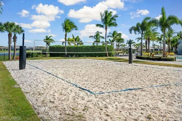 Surrounding community with volleyball court