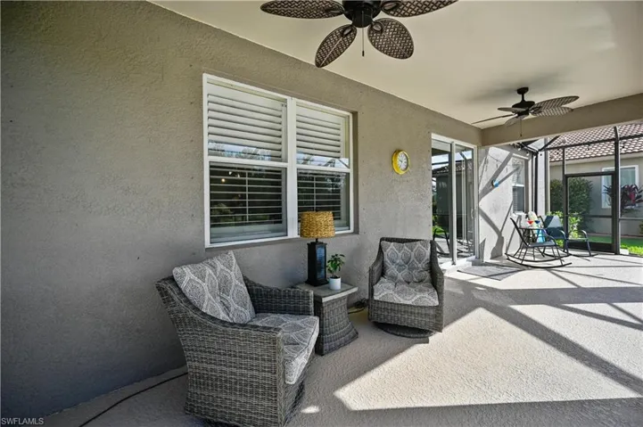 View of patio / terrace featuring ceiling fan
