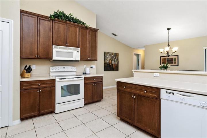 Kitchen has lots of cabinets