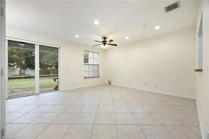 Living room with slider to lanai