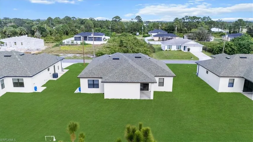 Aerial perspective of suburban area