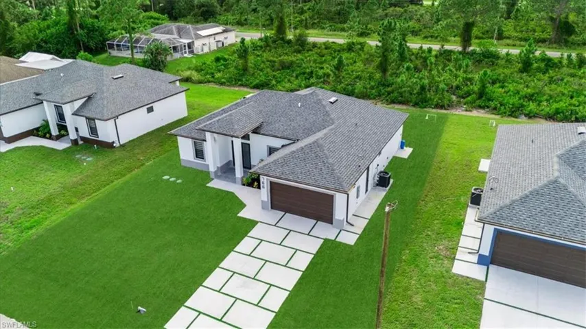 Aerial perspective of suburban area