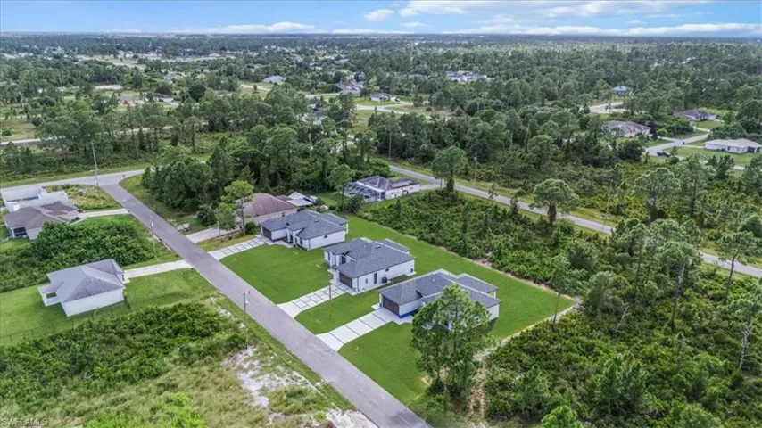 Aerial perspective of suburban area