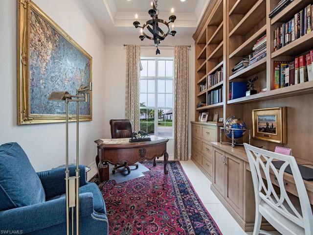 Custom built in shelving provide function and details for your home office