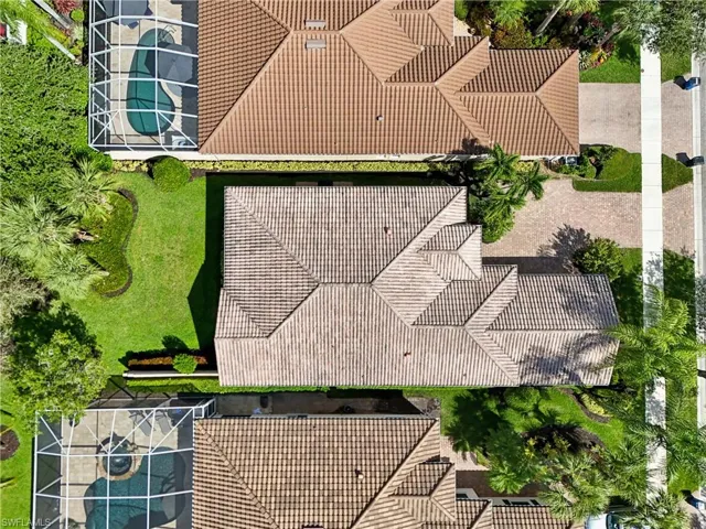 Drone / aerial view of a pool area