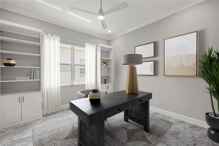 Virtually staged home office