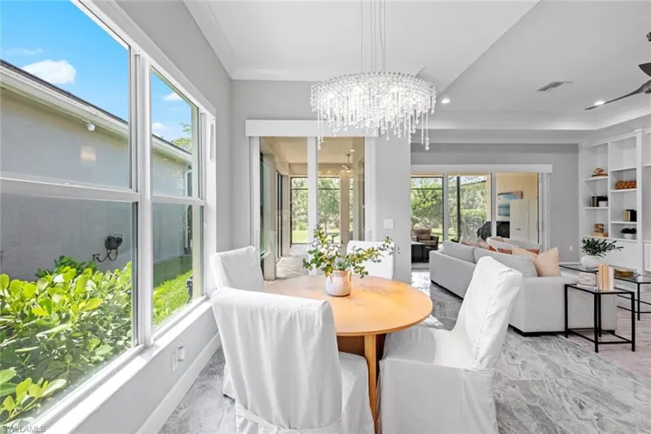 Breakfast nook with custom lighting