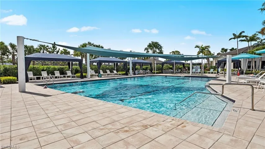 Pool with a gd a patio area