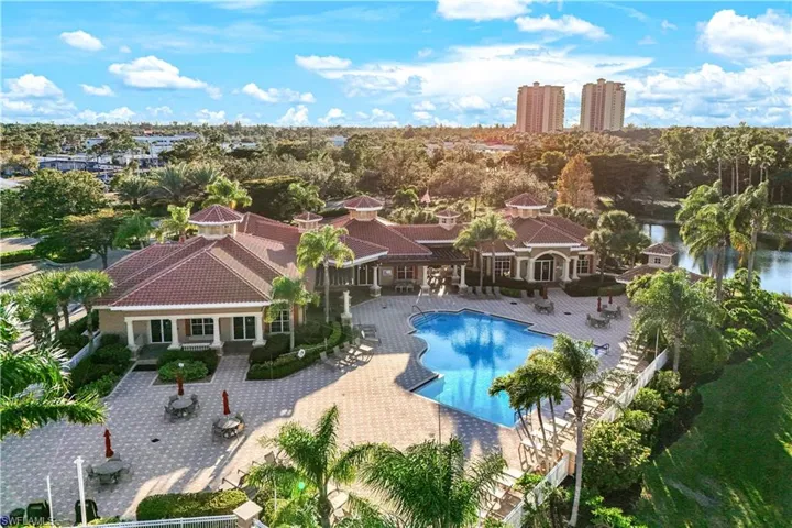Resort style pool, patio and a tropical lakefront oasis