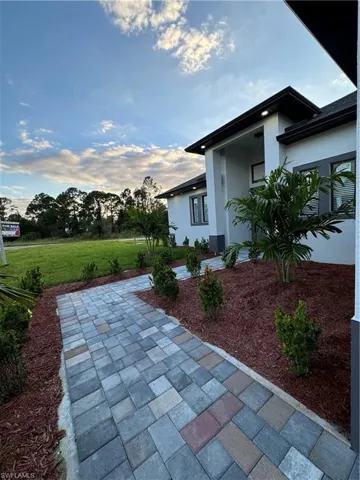 View of front entrance garden