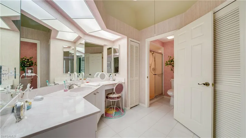 Primary bathroom showing vanity and shower