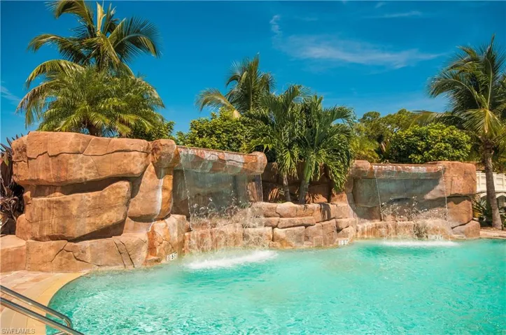 View of pool featuring pool water feature