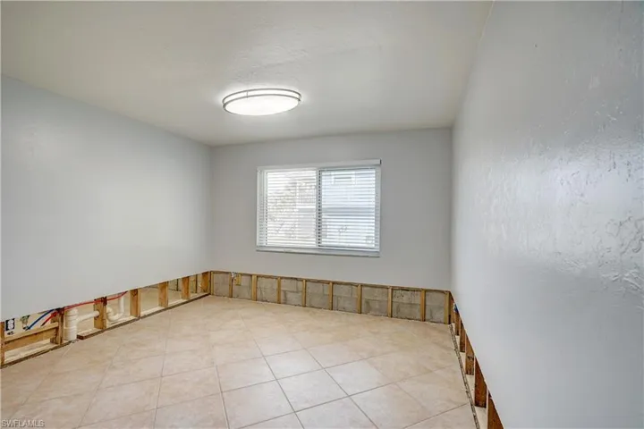 View of tiled dining area
