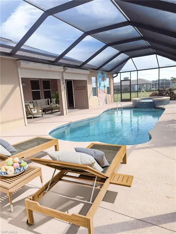 The entertainment size pool deck is perfect for gatherings--VIRTUAL REPRESENTATION