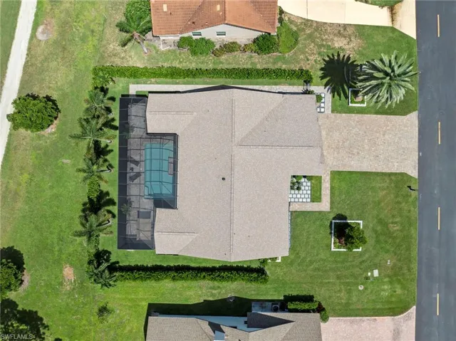 Aerial view of a pool area