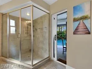 Primary bath door to pool